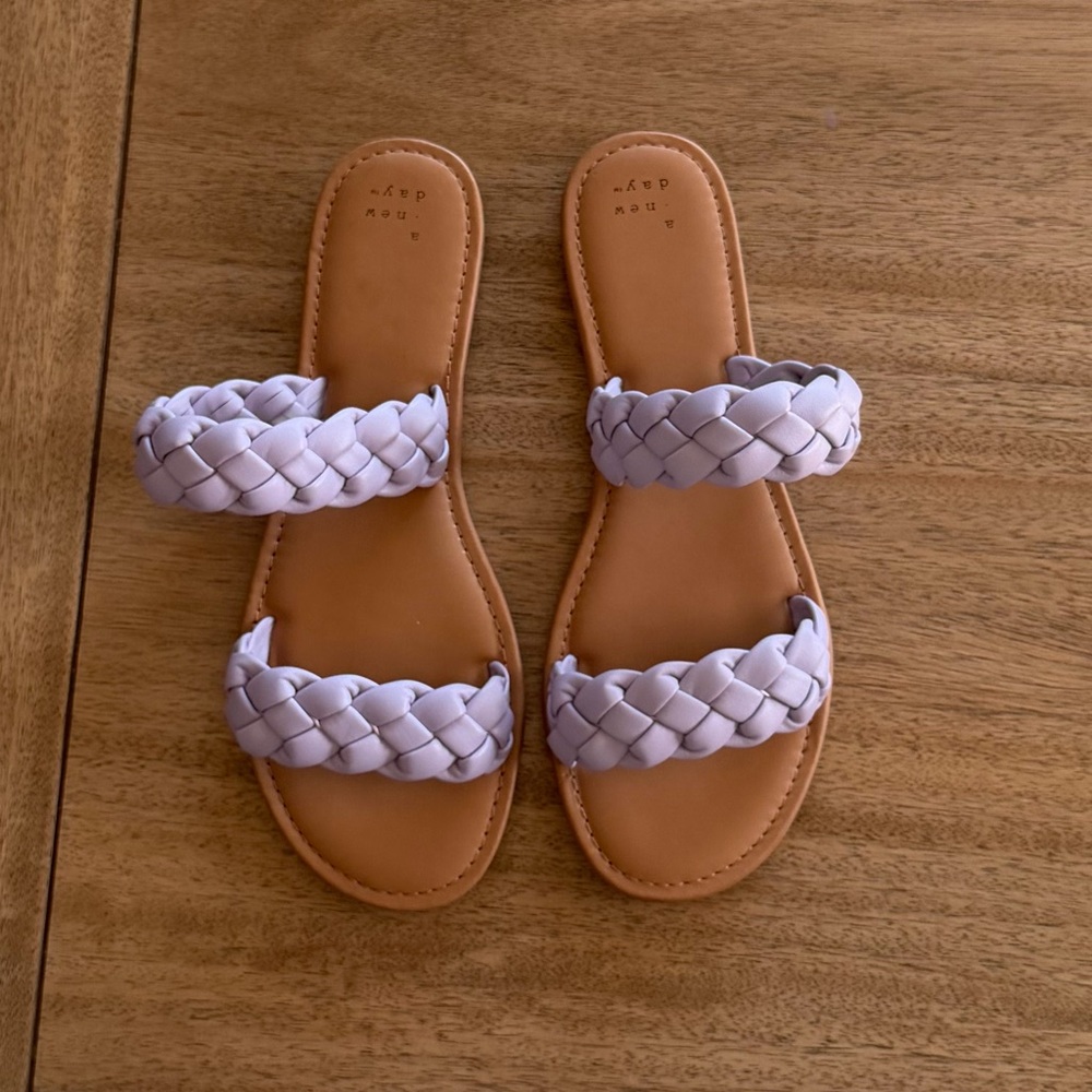 A New Day Target Purple Lucy Slide Slip On Open Toe Braided Sandals Women’s 9.5
